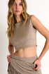 Vegan Suede Crop Top - 52340-24-710 02 / 710 Sahara / 90% POLYESTER, 10% ELASTANE